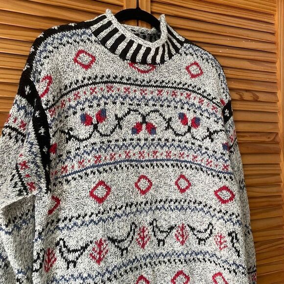 Vintage Knit Turtleneck Holiday Christmas Sweater - Picture 2 of 6